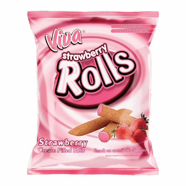 VIVA STRAWBERRY ROLLS - Snacks cu cremă de căpșuni 100g