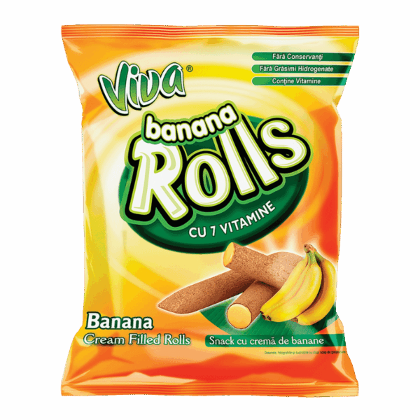 VIVA BANANA ROLLS - Snacks cu cremă de banane 100g