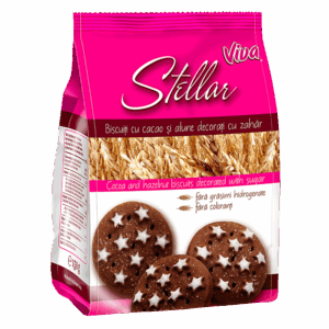 VIVA STELLAR - Biscuiți cu cacao și alune decorați cu zahăr 150g