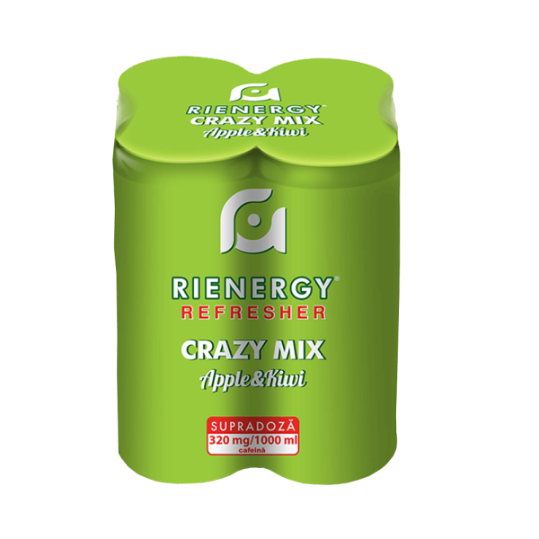 RIENERGY Energy Drink Crazy Mix Apple & Kiwi 4x0.25L doză - 6 BUC/BAX -0