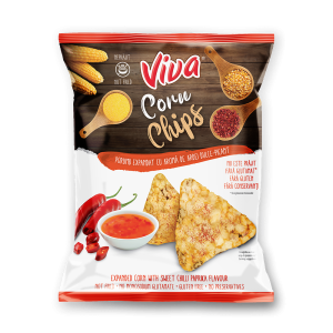 VIVA CORN CHIPS Snacks din porumb expandat cu aromă de ardei dulce-picant 50G- 28 BUC/BAX -0