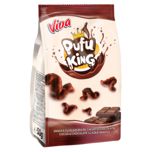 VIVA Pufu King- Snacks cu glazură de cacao și ciocolata