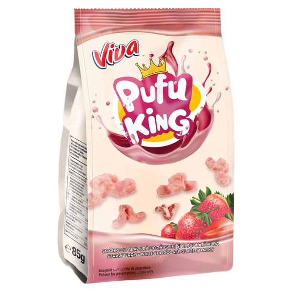 VIVA Pufu King - Snacks cu glazură de căpșuni și ciocolata