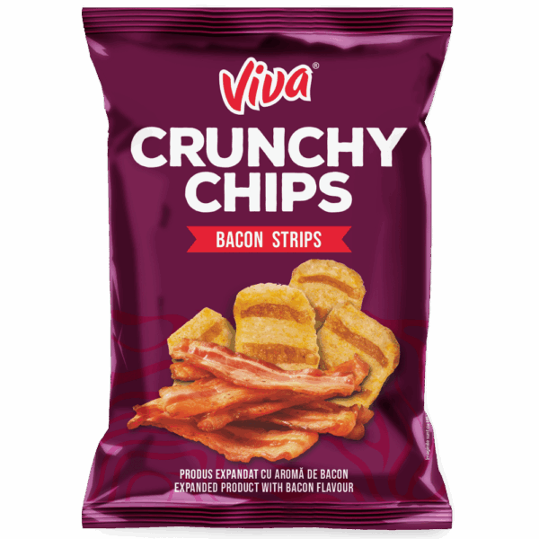 Viva Crunchy Chips cu bacon strips 80 grame