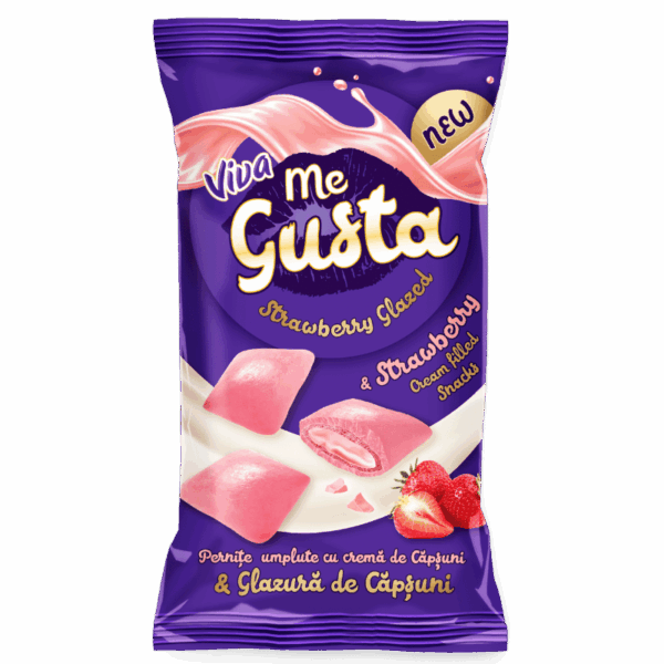 VIVA ME GUSTA PERNITE UMPLUTE CU CREMA DE CAPSUNI SI GLAZURA DE CAPSUNI 100 G
