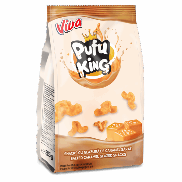 Viva PUFU KING Snacks cu glazura de caramel sarat 85G - 9BUC/BAX