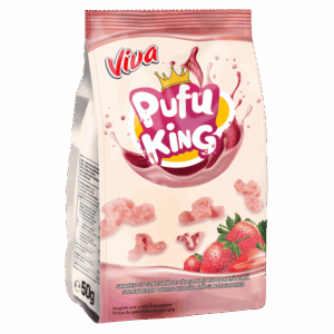 VIVA Pufu King- Snacks cu glazură de căpșuni și ciocolată 50g