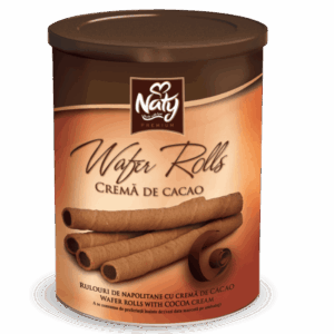 NATY Wafer Rolls – Napolitane Vieneze cu cremă de Cacao 400g doză