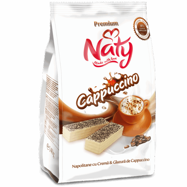 NATY PREMIUM - Napolitane cu cremă și glazură de cappuccino 140g