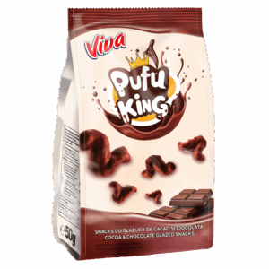VIVA Pufu King- Snacks cu glazură de cacao și ciocolată 50g