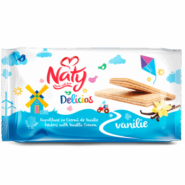 NATY Napolitane cu cremă de Vanilie 160g