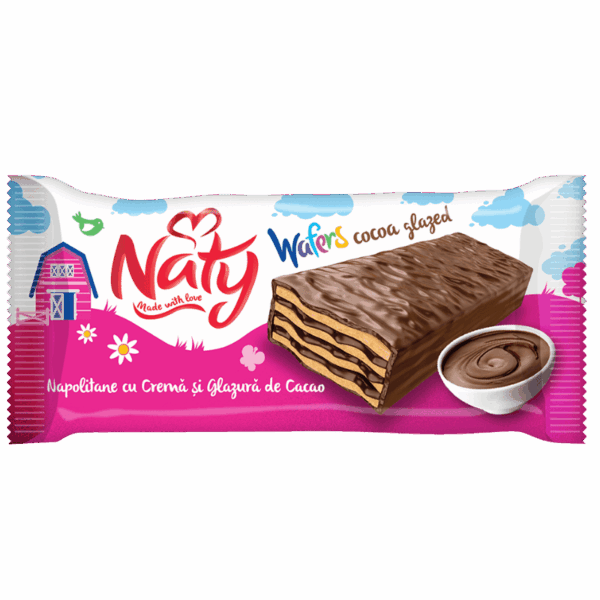 NATY Napolitane cu cremă și glazură de cacao 40g