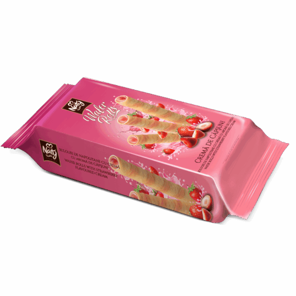 NATY WAFER ROLLS NAPOLITANE VIENEZE CU CREMA DE CAPSUNI TAVITE 115G