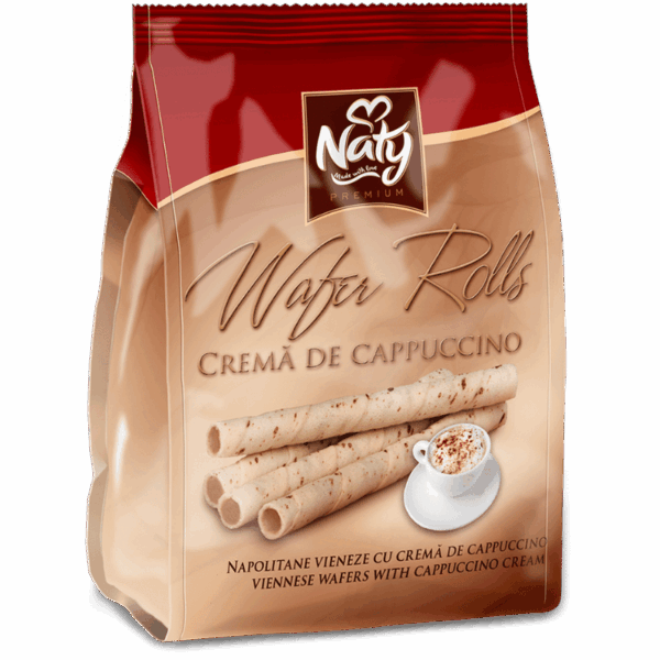 NATY Wafer Rolls – Napolitane Vieneze cu cremă de Cappuccino 200g