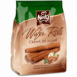 NATY Wafer Rolls – Napolitane Vieneze cu cremă de Alune 100g