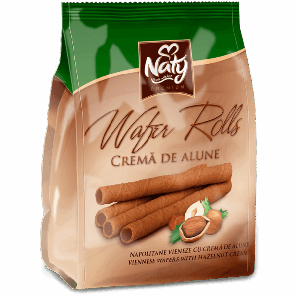 NATY Wafer Rolls – Napolitane Vieneze cu cremă de Alune 100g