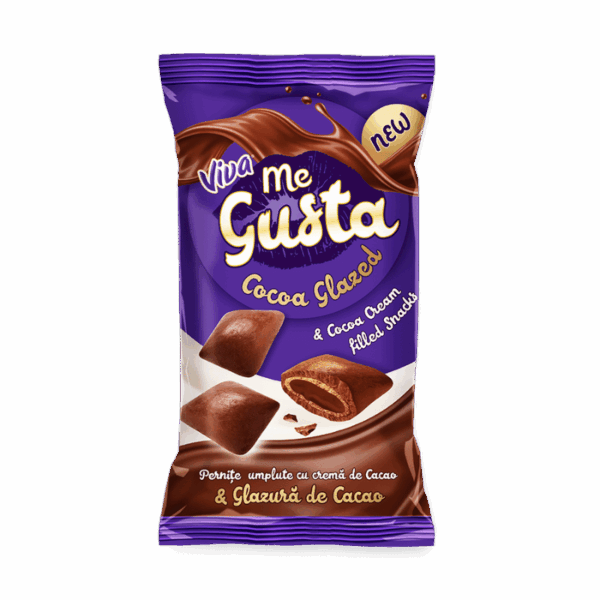 VIVA ME GUSTA PERNITE UMPLUTE CU CREMA DE CACAO SI GLAZURA DE CACAO 100G