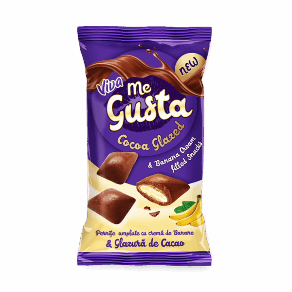 VIVA ME GUSTA PERNITE UMPLUTE CU CREMA DE BANANE SI GLAZURA DE CACAO 100 G