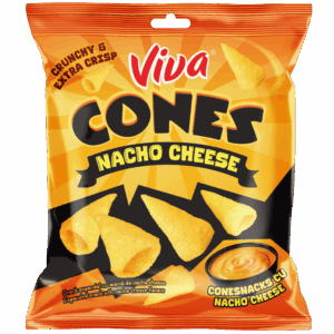 Pungă Viva Cones Nacho Cheese 80g – snack crocant cu gust de brânză