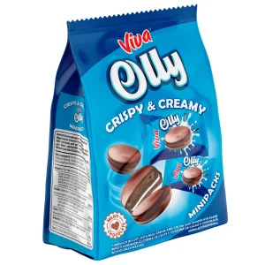 Viva Olly – Biscuiți Sandwich cu Cacao și Cremă de Lapte Înveliți în Ciocolată 110 g