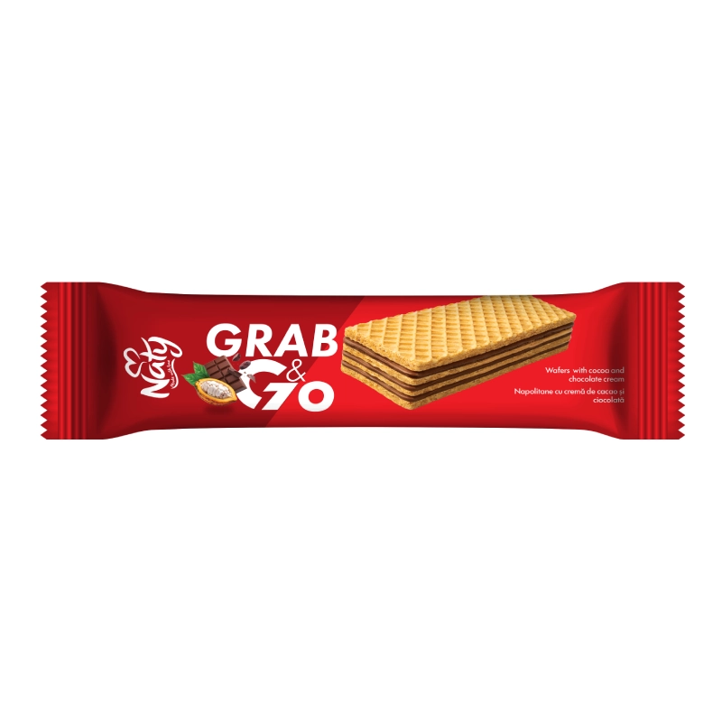 Ambalaj Naty Grab&Go 28 g, napolitană cu cremă de cacao.
