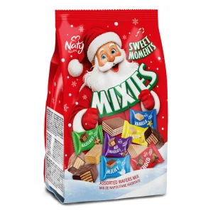 Ambalaj Naty Sweet Moments Mix de Napolitane Asortate 300 g – Ediție de Crăciun, cu design festiv și sortimente variate de napolitane.