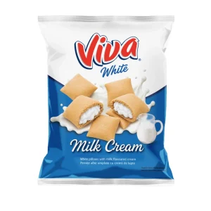 Ambalaj Viva Pernițe cu Cremă de Lapte 200 g, snack extrudat umplut cu cremă de lapte.