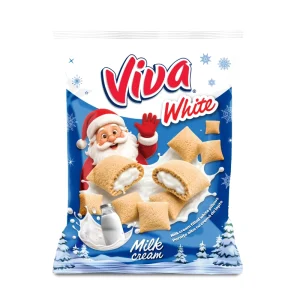 Ambalaj Viva Pernițe cu Cremă de Lapte 200 g – Ediție de Crăciun, cu design festiv de iarnă.