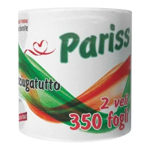 Rolă Prosop de Bucătărie Pariss, 2 Straturi, 350 Foi, din celuloză albă.